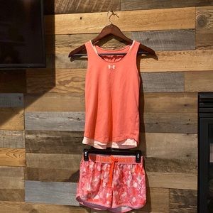 Girls Under Armour tank and shorts set. Size M.